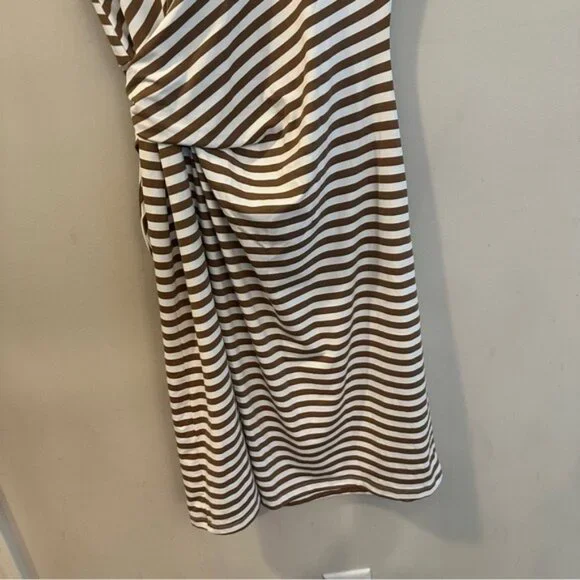 J.McLaughlin Elora Dress Brown White Stripes Catalina Cloth Sz M Coastal Prep - Picture 8 of 12